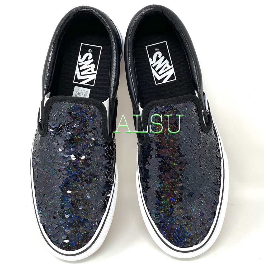 VANS Classic Slip On Fliping Sequins Black Le Wome - Picture 5 of 8